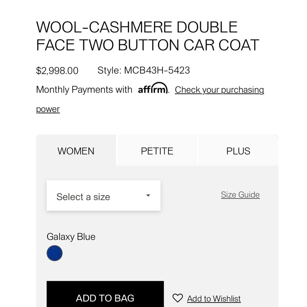 Lafayette 148 Galaxy Blue Cashmere Oversized Two Button Car Coat Small View 2